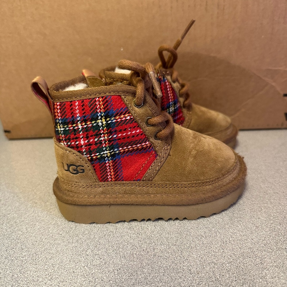 UGG Kids Boots in Brown and Red Plaid